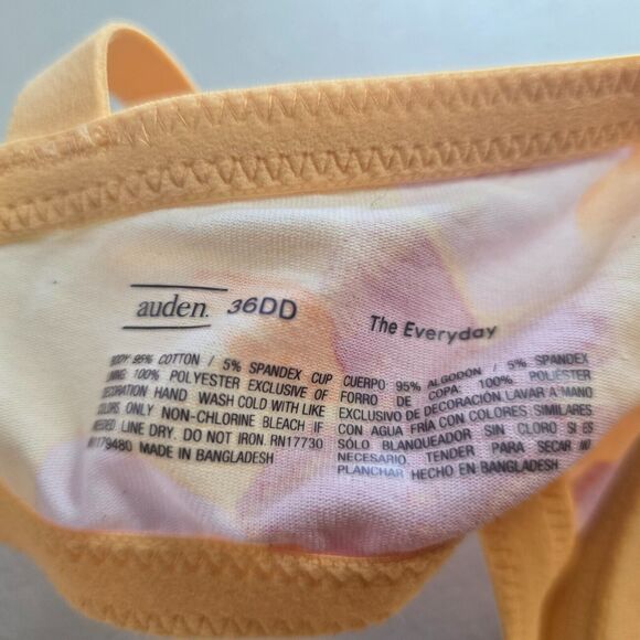 Auden Bra Women's 36DD Pink Orange Floral The Everyday Demi Coverage NWT - Picture 3 of 16